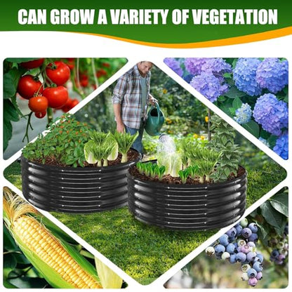 TBMLC 17" Tall,4 FT Diameter Elevated Round Metal Raised Garden Bed Black - color: Black, size: 4FT Diameter