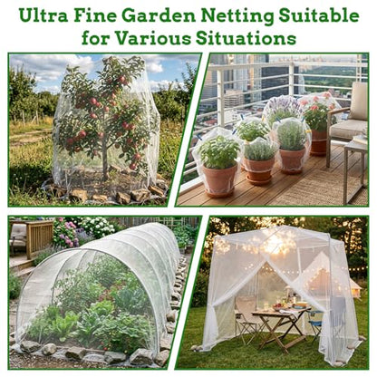 Ultra Fine 4'x10' Garden Netting,Pest Barrier & Bird Netting, Plant Mesh Net Row Cover for Garden,Greenhouse,Patio,Raised Beds, Protecting Vegetables, Flowers, Trees - size: 4'X10'