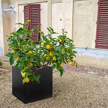 Galvanized Steel Planter Box 28 in Black Square Planters - color: Black, size: 28" L x 28" W x 28" H