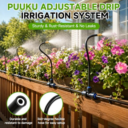 120FT Garden Watering System w/26 Nozzles,360° Bendable Drip Irrigation Kit