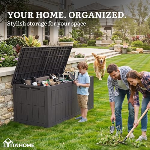 YITAHOME 134 Gallon Large Deck Box - color: Dark Brown, size: 134 Gallon