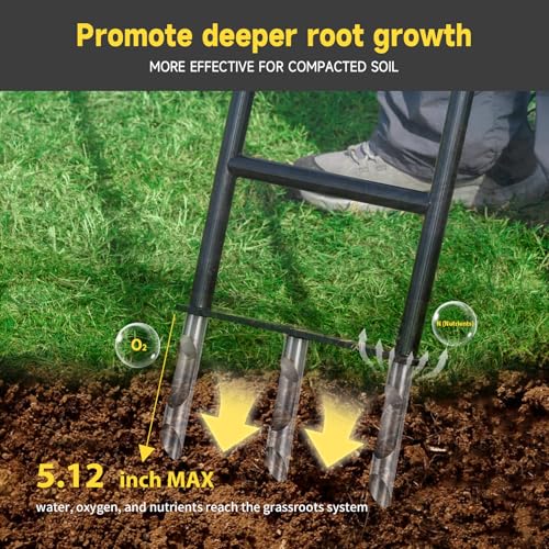 Manual Core Lawn Aerator, 3 Hollow Tines - size: core aerator