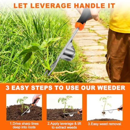 2026 Weed Puller Tool, 4 Pack New Garden Stainless Steel Weeder Tool Hand Weeder Tool,Multi-Purpose Weed Remover Tool Weeding Tools for Gardening