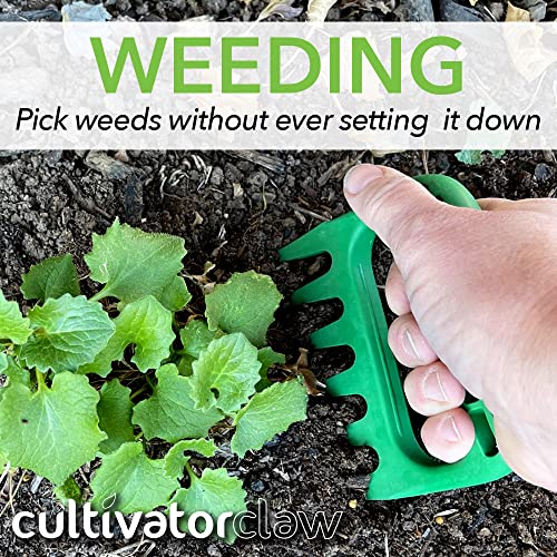 Bear Paws Cultivator Claw - Ergonomic Gardening Tools - Hand Held Garden Tool - Hand Rake - Strong Nylon Weeder - Manual Weeding, Aerating, Cultivating… - color: green