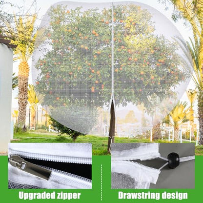 1 Pcs Large Fruit Tree Netting 12 X 12 Ft with Zipper Drawstring - size: 12 x 12 ft