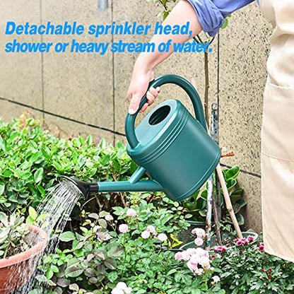 Watering Can 1 Gallon for Indoor Plants, Garden Watering Cans Outdoor Plant House Flower, Gallon Watering Can Large Long Spout with Sprinkler Head (Green) - color: Green