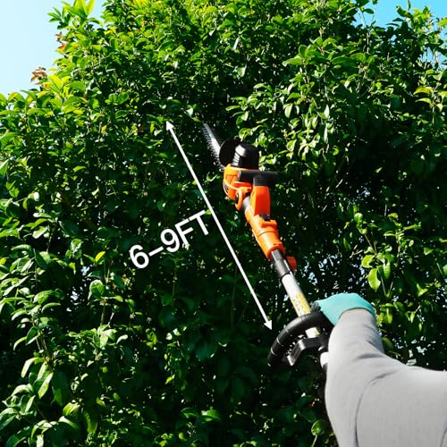 GARCARE 2 in 1 Hedge Trimmer Corded 4.8A Telescopic Pole Hedge Trimmer