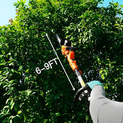 GARCARE 2 in 1 Hedge Trimmer Corded 4.8A Telescopic Pole Hedge Trimmer