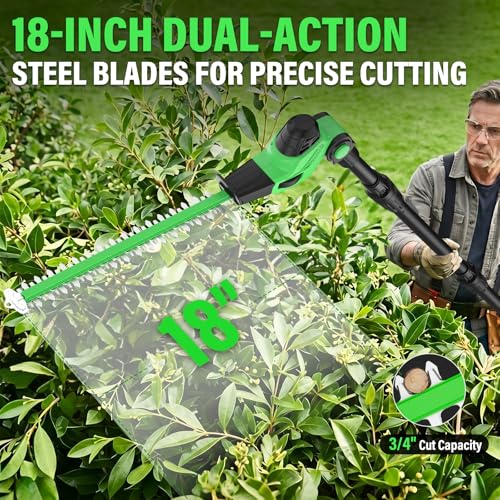 18-Inch 20V Cordless Pole Hedge Trimmer with Extension Pole