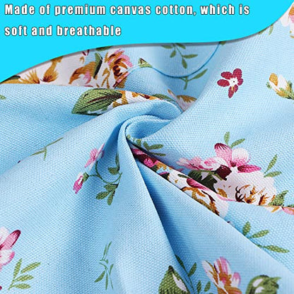 LOLOMLO Oversize Canvas Cotton Apron, Extra Large Aprons with Long Strap, Adjustable Neck Tear Resistant Plus Size aprons - color: Roses on Blue Canvas