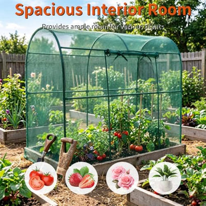 Crop Cages for Garden Plant, Plant Protection Tent with Zippered Door, Raised Bed Cover, Garden Bed Cover with Frame, Wind-Resistant Plant Cages for Outdoor Plants Vegetable Flower 87''*43''*71'' - size: 87''*43''*71''