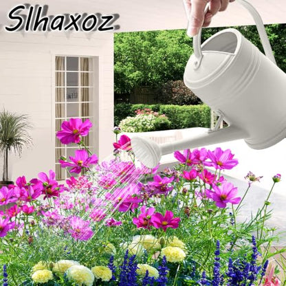 2L Watering Can Pitcher Water Pot, 2-in-1 Pour/Shower (White) - color: White