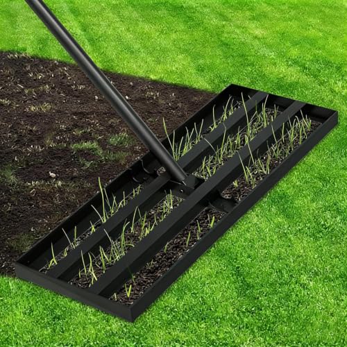 30 Inch Lawn Leveling Rake with 70'' Adjustable Handle for Yard/Garden/Farm - color: Black