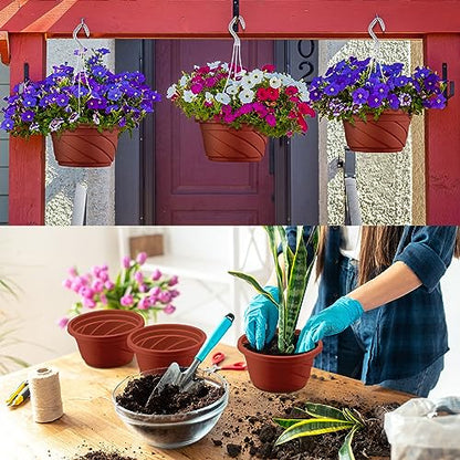 Tioncy 50 Pcs Plastic Hanging Baskets Planter Hanging Pot, Coffee, 6.7inch - color: Coffee, size: 6.7inch