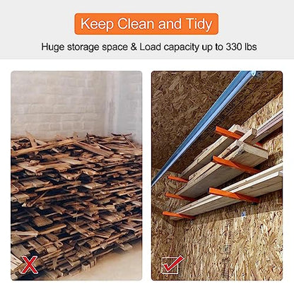 Ultrawall Wall Mount Wood Organizer and Lumber Storage Rack with 3-Level - style: Industrial