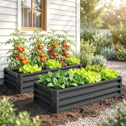 Outsunny 4' x 2' x 1' Galvanized Raised Garden Bed, Gray - color: Gray