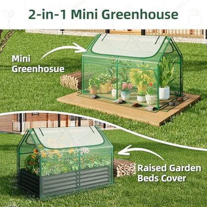 Superlele 4x2x3FT Mini Greenhouse with 2 Large Zipper Doors for Outdoor - style: (Green)-4x2x3Ft