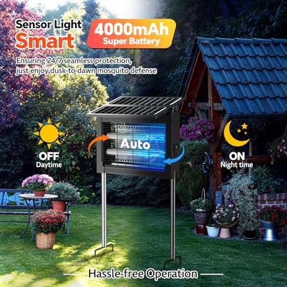 Solar Bug Zapper Dual Solar Panels, 4500V Mosquito Zapper Fly Traps Outdoor - color: Black
