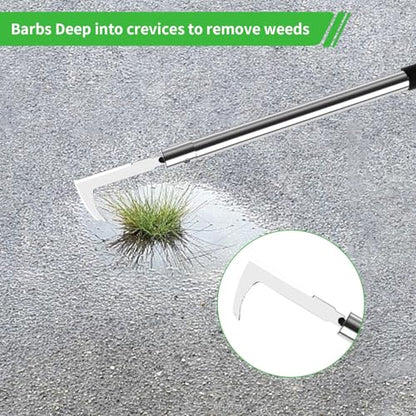 3-in-1 Weed Puller Tool, Crack Weeder Surface Brush & Hoe Adjustable 16-63"
