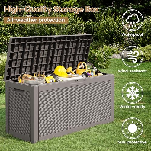 75 Gallon Outdoor Storage Box Waterproof Deck Box Patio Storage - color: Gray, style: 75Gallon