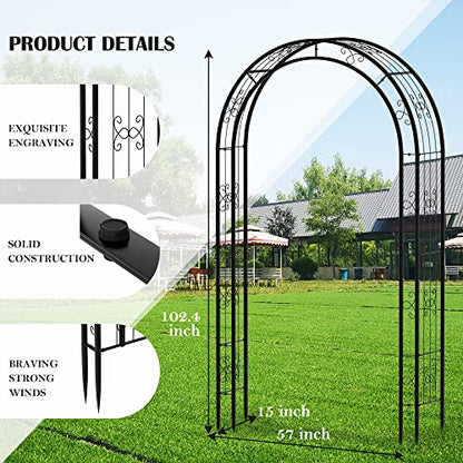 Arbuxzuy 8.5ft Metal Garden Arch Trellis for Climbing Plants - size: Large