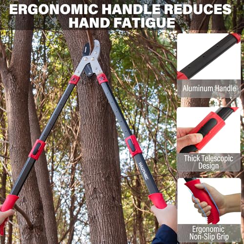 HAUTMEC Anvil Loppers for Tree Trimming Heavy Duty, Extendable 27-37'' Garden Loppers with Compound Action System, 2" Cutting Capacity, Labor-Saving Tree Trimmer for Yard, Lawn Branch Cutter - color: Loppers