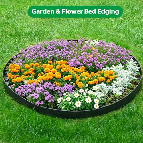 2 Inch x 100ft Landscape Edging Border with 150 Stakes, No Dig Flexible Plastic Garden Edging Border Kit, Tool-Free Installation Landscaping Edging for Paver, Mulch, Yard, Flower Bed