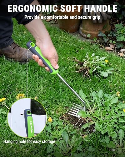 WORKPRO 15-Inch 6-Tine Weed Puller Tool for Deep Root Removal