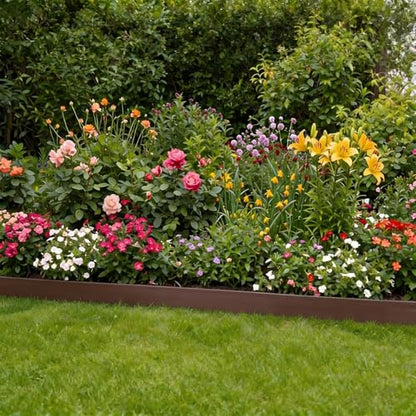 Landscape Edging 80FT, 4IN Tall Garden Edging Borders with 120pcs Stakes - color: Brown, size: 4IN x 80FT