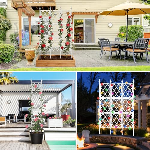 63 Inch Garden Trellis Support Fence Metal Lattice Climbing Frame White - color: White