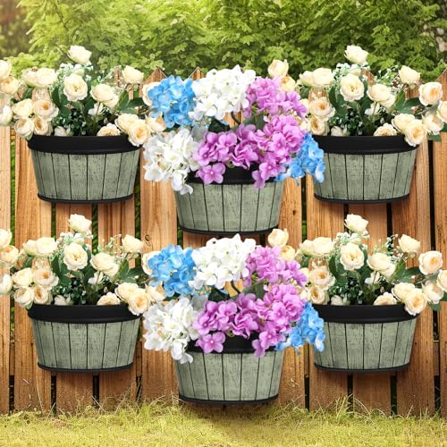 Layhit 6 Pcs Wall Hanging Planters, 10 Inches, Grey Green, Brown, Black - color: Grey Green, Brown, Black, size: 10 Inches