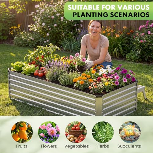 DUMOS Galvanized Raised Garden Bed Outdoor, Planter Box, 8x4x2ft 2 Pack - color: Silver, size: 8×4×2ft (2 Pack)
