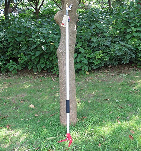 4.4-7.2 Foot Tree Pruner 2 Sections Extendable 4 Nodes Adjustable, Cut and Hold Pruning Trimmer, Long Reach Pole Saw, Telescoping Fruit Picker, Branches Bypass Lopper With Hook