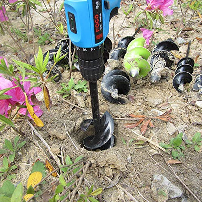 Auger Drill Bit for Planting - 3"X12" Heavy-Duty Garden Auger Spiral Drill Bit - Bulb Planter Tool & Auger Post Hole Digger - 3/8" Hex Drive Drill - color: black, size: 3"x12"
