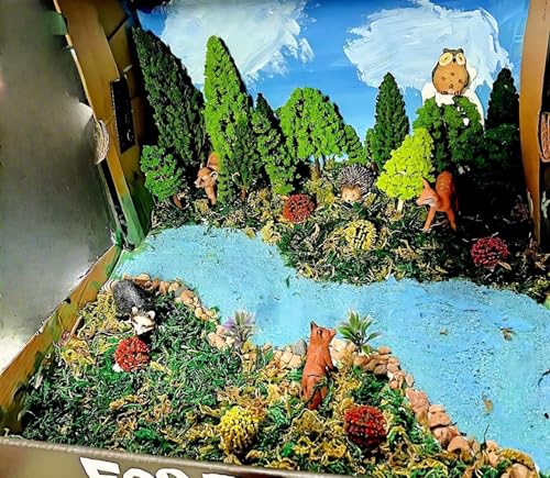 42pcs Fairy Garden Kit, Tree Figures, Animal Figurines, Plastic Trees for Projects 1.5-6 inch(4-16 cm), Model Train Scenery