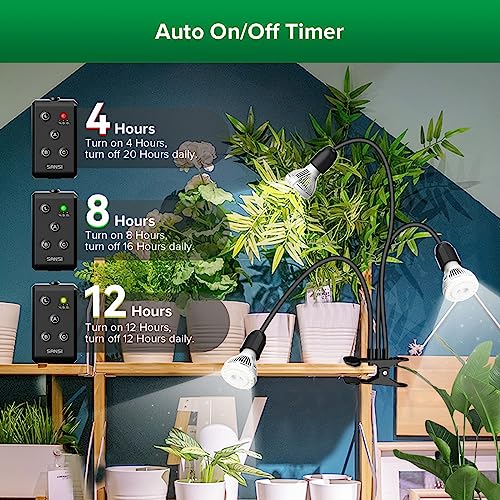 SANSI LED Grow Lights for Indoor Plants, Lifetime Free Bulb Replacement - size: 3 Head 1 Pack