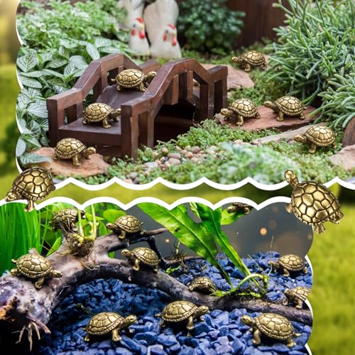 Civaner 50 Pcs Small Turtles, Mini Brass Figurines, Small Metal Tortoise - style: Turtle