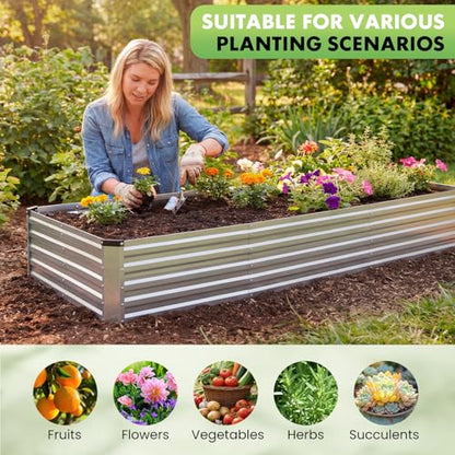DUMOS Galvanized Raised Garden Bed Outdoor, Planter Box, 8x4x1ft 2 Pack - color: Silver, size: 8×4×1ft (2 Pack)