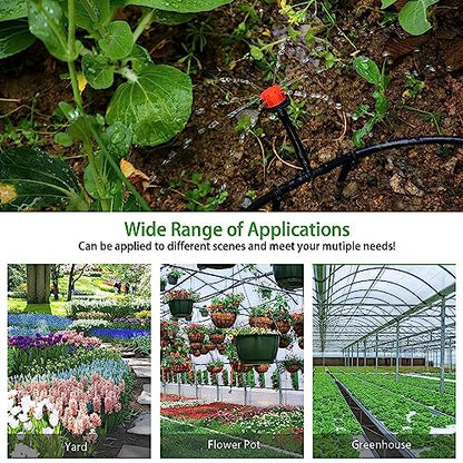300Pcs Drip Irrigation Fittings Kit for 1/4" Tubing, Drip Line Connectors for Drip Systems- Drip Emitters, Nozzles, Nozzle Tees, Single barbs, 4-Way Connectors, End Plugs, Elbows, Tees, Couplings