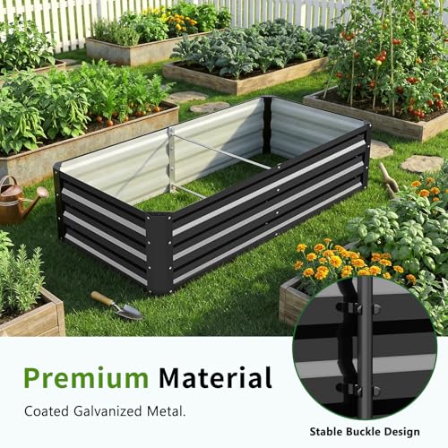 DoCred 4x2x1Ft Raised Garden Bed with 87"H Arch Trellis for Climbing Plants - color: Black