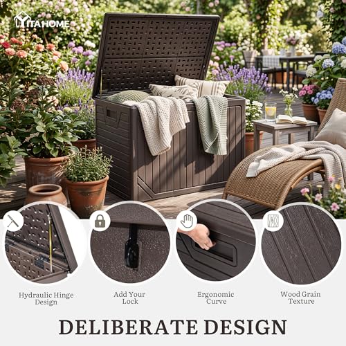 YITAHOME XXL 230 Gallon Extra Large Outdoor Deck Box - color: Brown, size: 230 Gallon