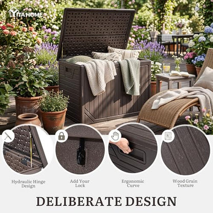 YITAHOME XXL 230 Gallon Extra Large Outdoor Deck Box - color: Brown, size: 230 Gallon