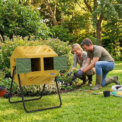 Werph 43 Gal Outdoor Compost Bin for Garden & Kitchen Waste, Yellow - color: Yellow