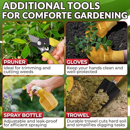 9 Pcs Compact Gardening Tool Set with Storage Bag, Rust-Proof Steel