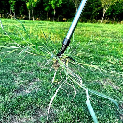 Weed Puller Tool, Metal Stand Up Weed Puller Tool with Long Handle, 4 Claw Steel Head Weeder Tool with 4-Sectioal Pole Design, Garden Hand Weeding Tool, Smoothly Remove Weeds Without Kneeling (Black)