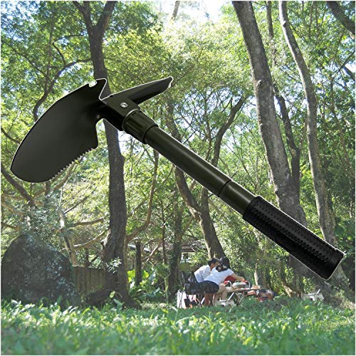 HongK- Green Hiking Multi-Functional Military Folding Shovel Survival Spade Emergency Green [P/N: ET-Shovel001] - color: Green, size: Small Size