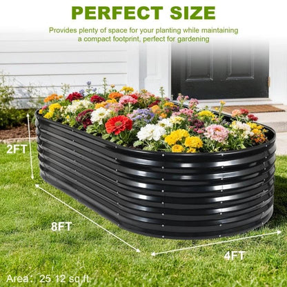 24" Tall Galvanized Raised Garden Bed Outdoor, 8x4x2ft, Grey - color: Gray, size: 8×4×2ft (1 Pack)