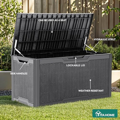 YITAHOME 100 Gallon Large Deck Box - color: Dark Gray