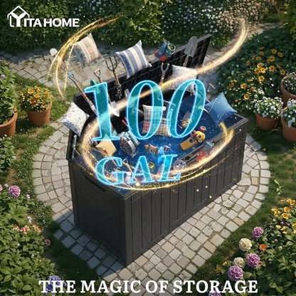 YITAHOME 100 Gallon Resin Deck Box - color: Black, size: 100 Gallon Standard