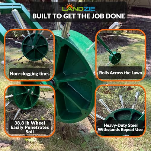 Landzie - Rolling Lawn Aerator Duo, Manual Core Plug Aerator - size: Duo